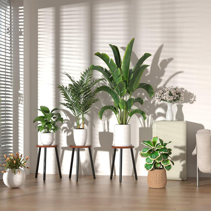 Vecxoty 16.7" Wood Plant Stands Indoor, Tall Plant Stand Outdoor Mid-Century Plant Stool, Single Plant Table Modern