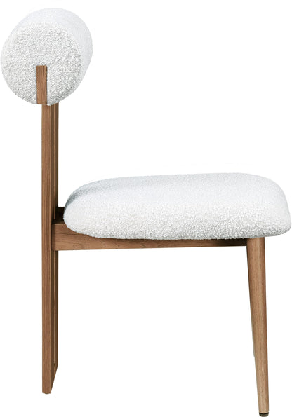 Meridian Furniture 916Cream-C Dario Collection Modern | Contemporary Dining Chair with Rich Cream Boucle Fabric, Dark Walnut Wood Look Metal Frame, 19.5" W x 24.5" D x 33.5" H, Cream, Set of 2