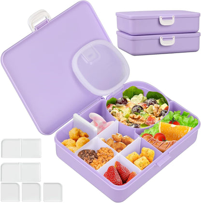 JOOPETALK 2 Pack Kids Lunch Box with Leak Proof Snack Container, 8 Compartments with Detachable Dividers, BPA-Free & Dishwasher Safe Bento Box for School Travel, Pink