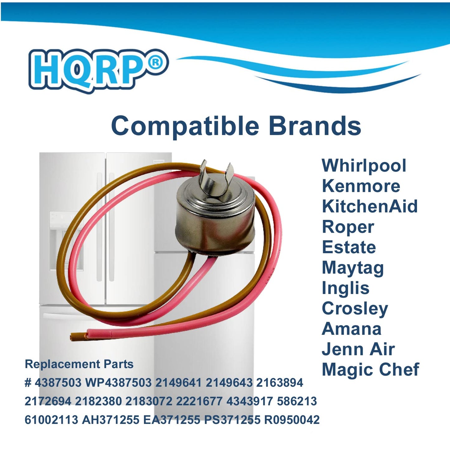 HQRP 4-Pack Bimetal Refrigerator Defrost Thermostats Replacement for Whirlpool/Kenmore 4387503 WP4387503 4343917