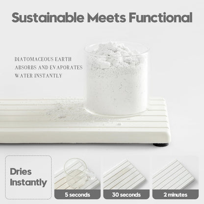 Razborci 2PCS Water Absorbing Stone Drying Tray Mat For Bathroom Sink & Kitchen Counter Faucet Organizer Decor, Quick Dry Dish Soap Dispenser Sponge Holder, Vanity Sink Caddy Bar Coaster,White-8"*3.8"