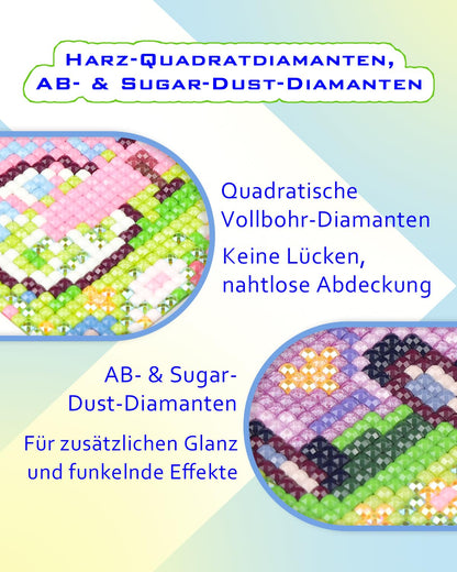 forever young Minigem Small Diamond Art Kits for Beginners, 12Pcs Resin Square Drill Diamond Painting Kits for Adults, 2-Hour Canvas Mini Diamond Art Kits 5x7 Inch – 2 Sets: Sea Echo & Dream Journey