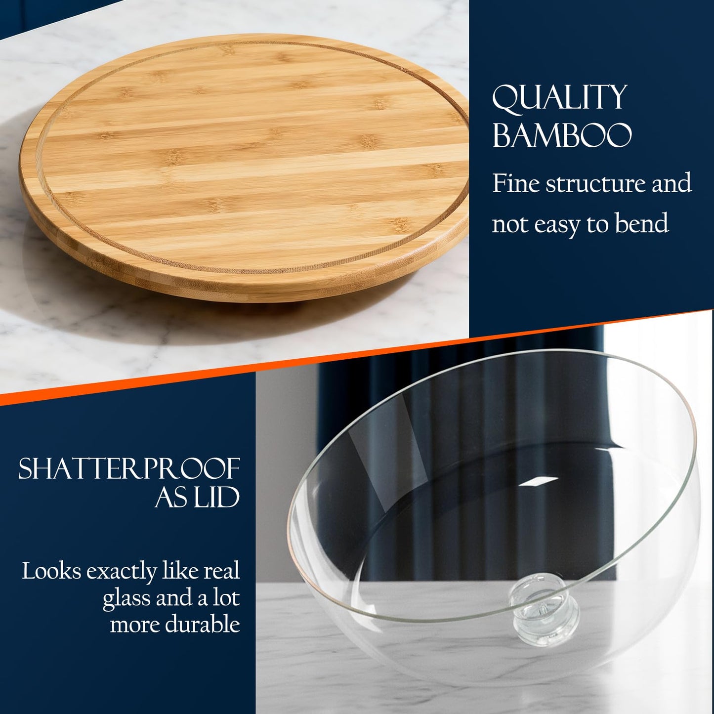 Masthome 11 IN Cake Stand with Lid, Bamboo Wood Rotating Cake Holder with Dome, BPA Free Cake Dish with Cover, Cake Plate with Cover for Birthday/Kitchen/Party/Weddings