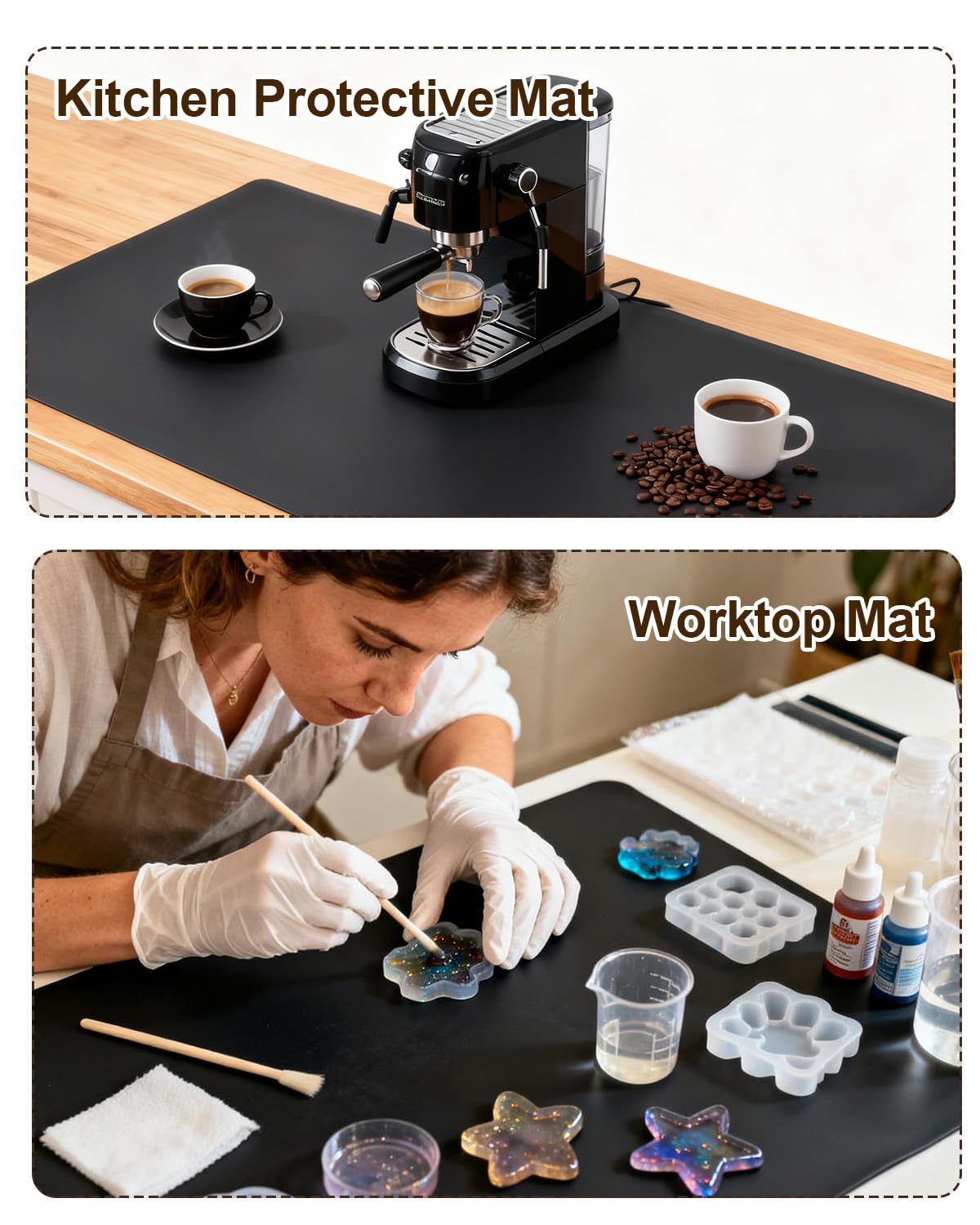 Silicone Crafting Mat for Artists, 32"x24"x1.2mm Large Nonstick Art Sheet for Resin Craft, Jewelry Casting, Acrylic Painting, Clay Work, Heat Resistant Desk Protector and Placemat | Black