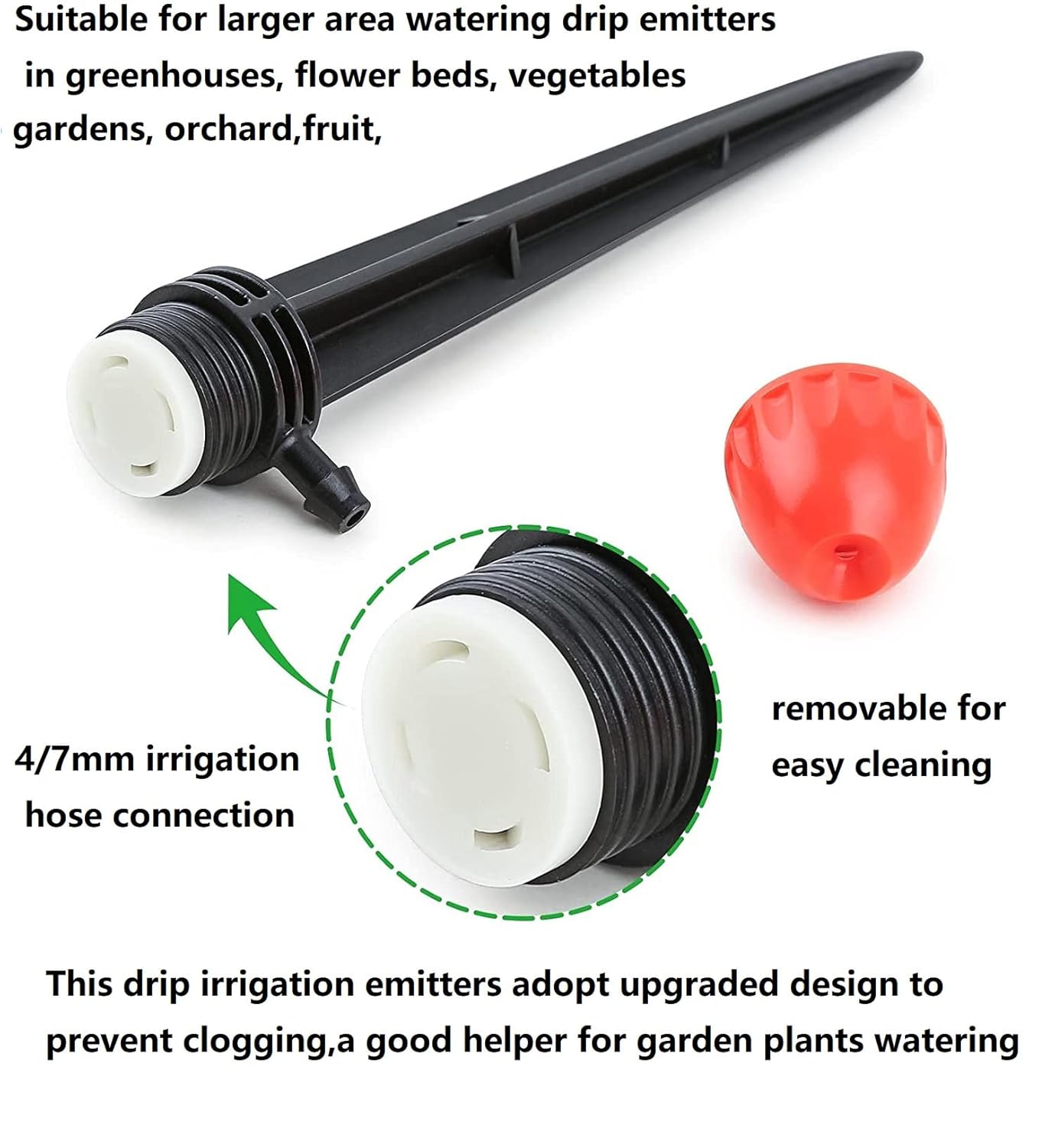 Yulaiyoen 1/4" Drip Irrigation Emitters, 30 Pack Automatic Spray Emitters, 360 Degree Drip Irrigation Parts