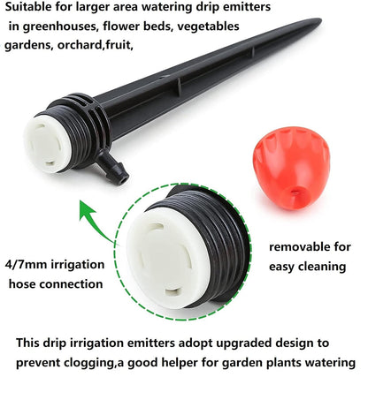 Yulaiyoen 1/4" Drip Irrigation Emitters, 30 Pack Automatic Spray Emitters, 360 Degree Drip Irrigation Parts