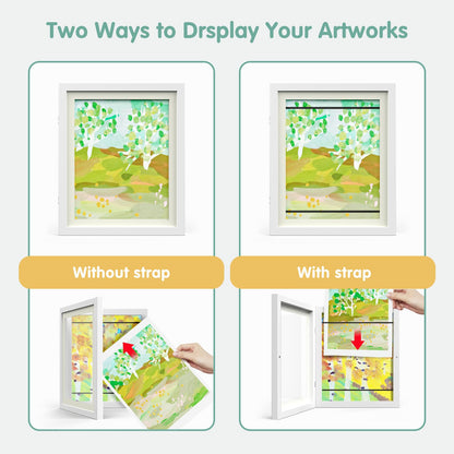 Hsypti Kids Art Frames, Kids Artwork Frames Changeable 8.5 x11 with Mat and 10 x12.5 Without Mat, Front Opening Holds 100 Drawings for Drawings, Artworks, Children Art Projects 4 Pack White
