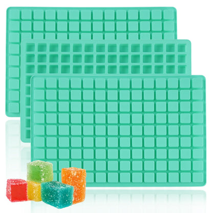 3Pack Square Silicone Candy Molds,126- Cavity Non-Stick Mini Gummy Mold for Caramel,Hard Candy,Ice Cube,Chocolate,Ganache (126-Cavity)