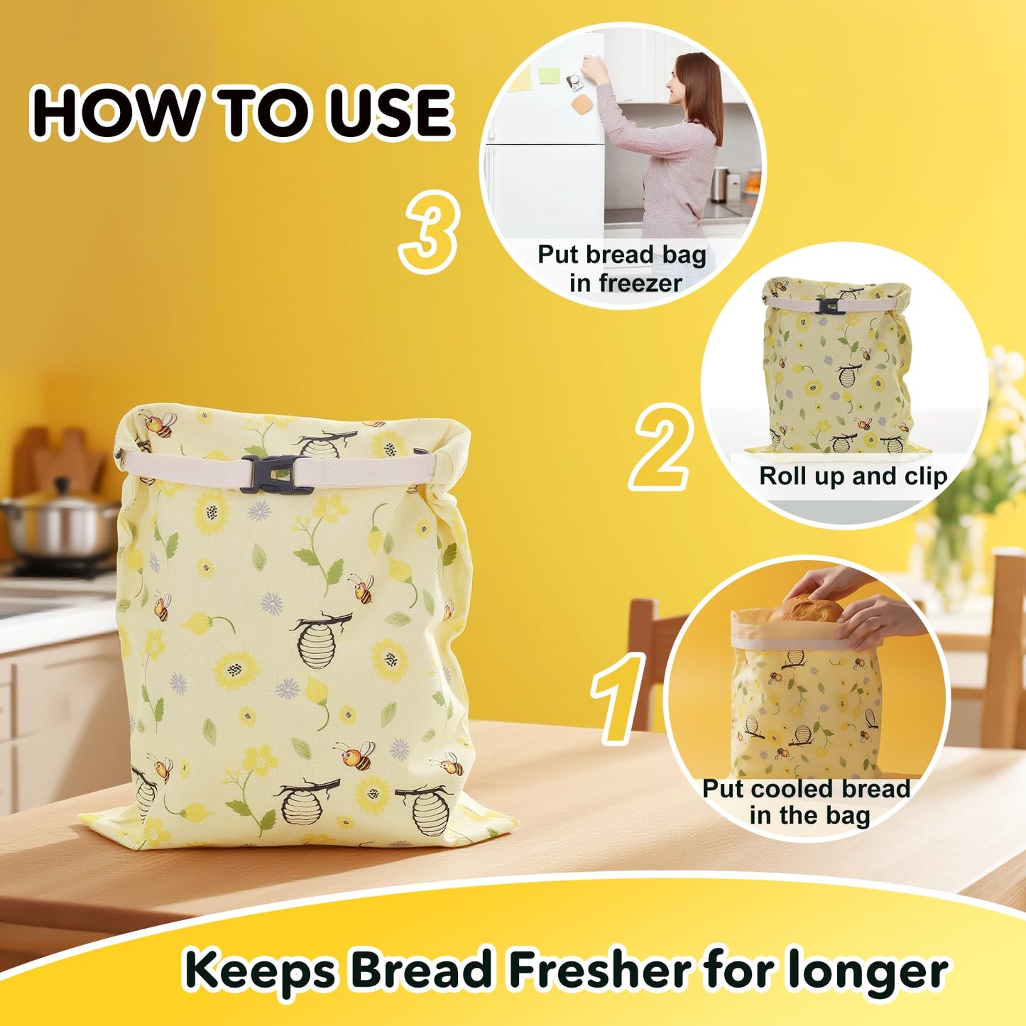 Cnkaite 2 Pack Reusable Beeswax Bread Bags for Homemade Sourdough Bread, 17"×13" XL Cotton Beeswax Bags Keep Bread Fresh Sourdough bag, Freezer Safe Storage Container Keep Loaf Fresh
