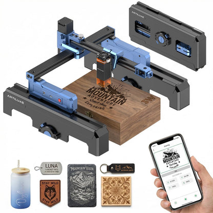Artilume Laser Engraver 3000mW APP-Control Foldable Design with Height Extension and Protective Enclosure 0.01mm Precision 200x150mm Engraving Area for Wood Leather Acrylic for Beginners (T1-P)