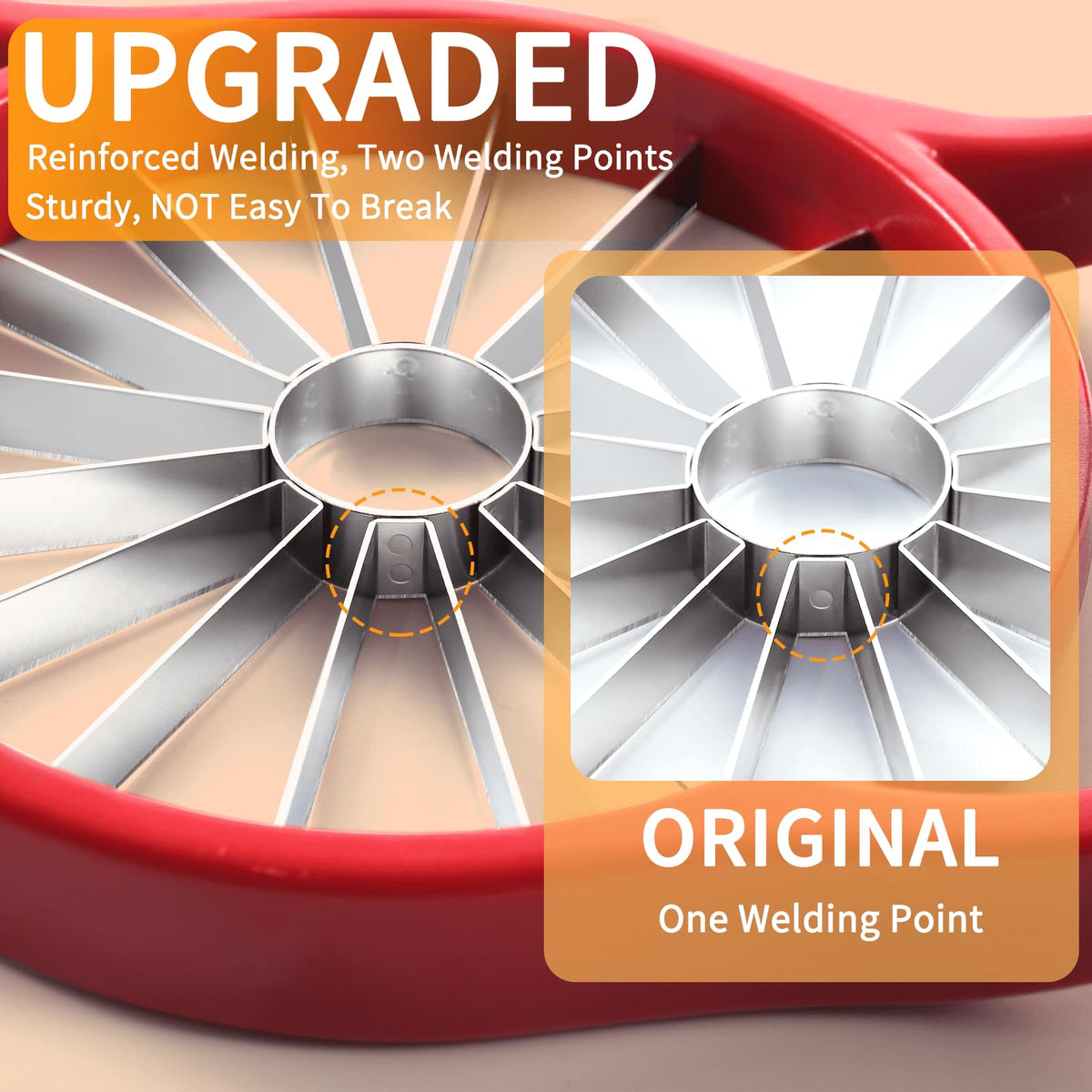 [Upgraded] Newness 5.12 Inch Large Apple Slicer, Cut 16 Thin Slices All the Way Through, HEAVY - DUTY Stainless Steel Apple Corer & Slicer for Fruits & Vegetables - Dishwasher Safe