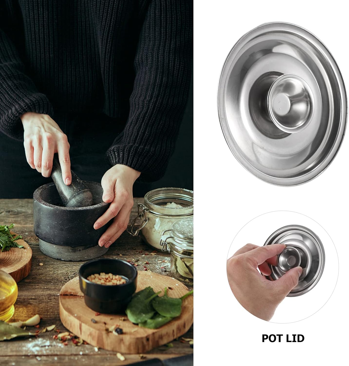 Hemoton Frying Pan Lid, Stainless Steel Universal Lid for Pots, Pans, Skillets - Replacement Frying Pan Cover