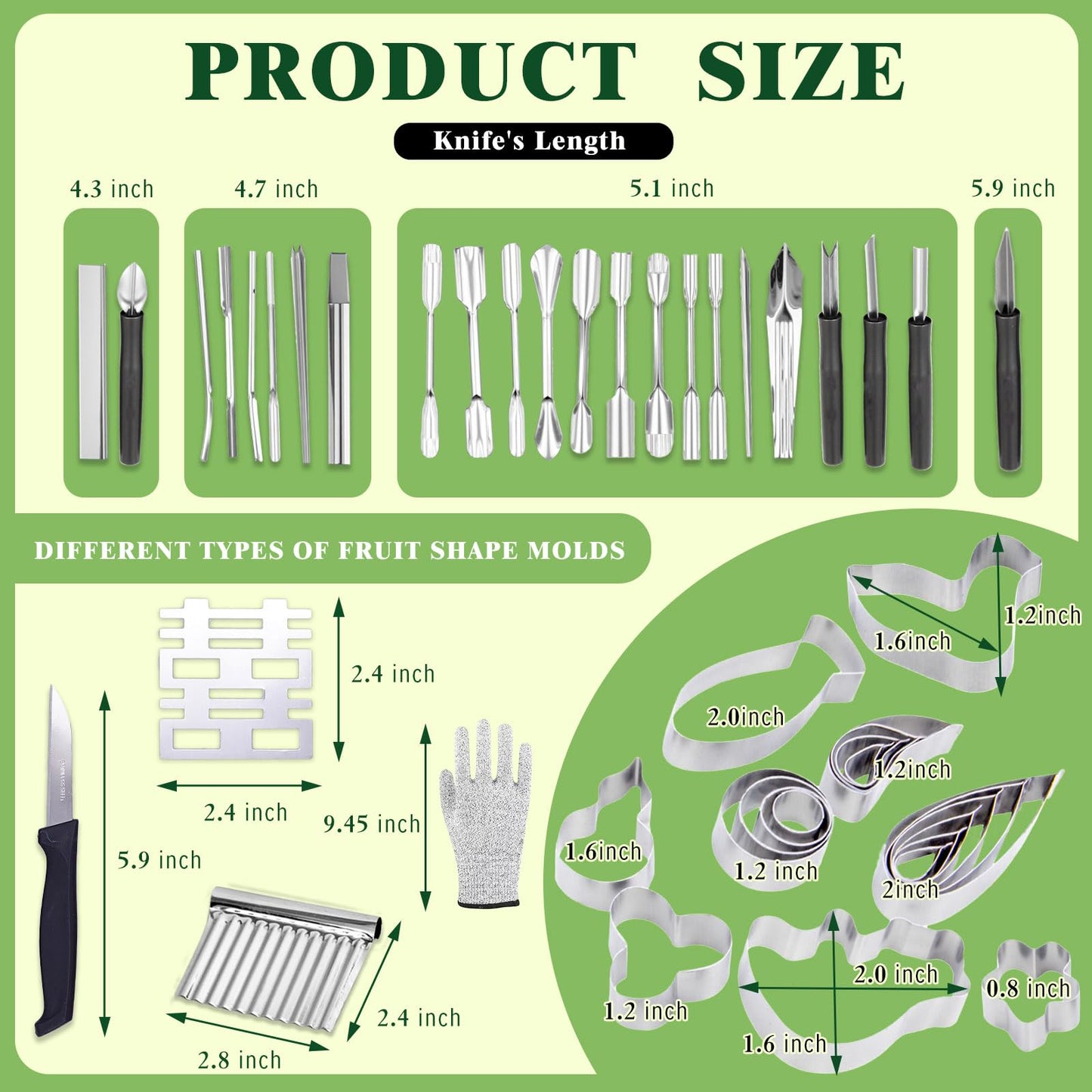 48-Piece Stainless Steel Fruit & Melon Carving Tools Set with Gloves - Watermelon Sculpting Kit, Ergonomic Handles, Portable Case for Culinary Arts, Sculpting, Peeling