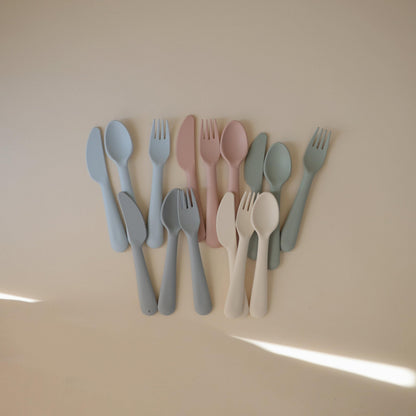 mushie Dinnerware Cutlery Set of 3 For Kids | Made in Denmark (Ivory)