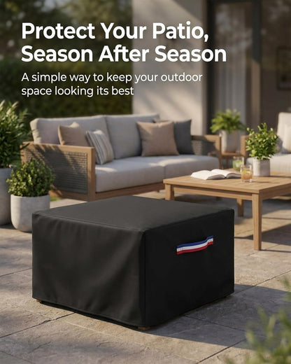 Yagvany 600D 25 25 18 Inch, Square Waterproof Patio Ottoman Cover, Heavy Duty Outdoor Furniture Cover with Windproof