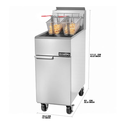 EGGKITPO ECF4-NG 50LB 120,000 BTU Natural Gas Fryer and 29 Inch Large Countertop Griddle Commercial Electric Griddle (120v 3500w)