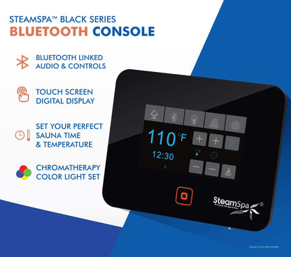 SteamSpa Generator with Quick Start Continuous Steam Technology, Wi-Fi, Bluetooth and Autodrain | 9kW Steam Generator with Brushed Nickel Steam Head with Aromatherapy Reservoir | SS-RVB900BN-A