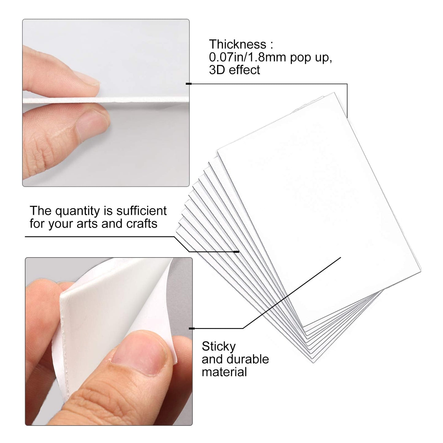 Adasea 30 Sheets White Sticky Foam Sheets-Foam Tapes Double Sided Adhesive Foams Sheet 3D White Dual-Adhesive Foams Sheet for Scrapbook Crafting DIY Crafts, 3.9 x 5.9 Inch