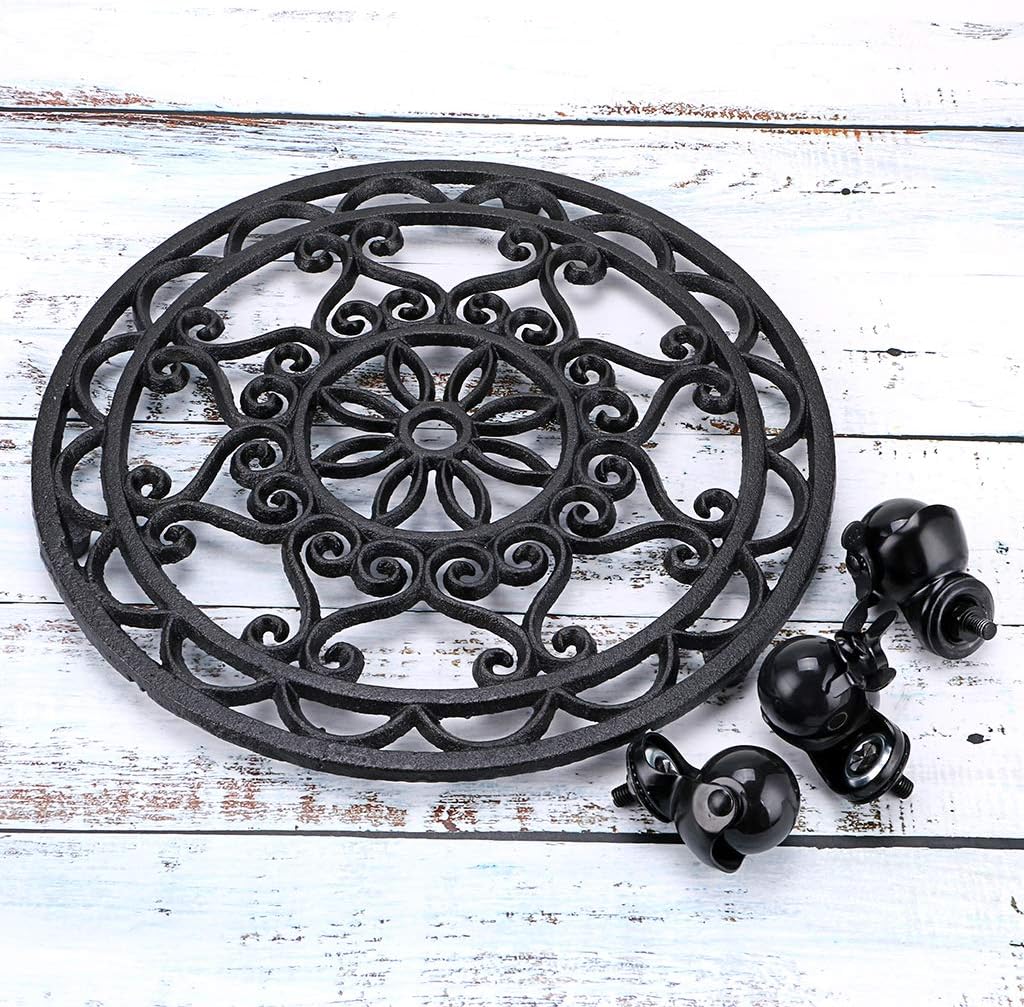 Skelang 12.6 Inches 350 Lbs Plant Stand, Cast Iron Plant Pallet Caddy, Plant Pot Dolly with Brake Wheel, Load Capacity