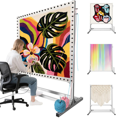 Kerty 70 Inches Extra Large Rug Tufting Frame, Aluminum Metal Tufting Frame Kit for Rug Making, A Safer Tufting Cloth Stand for Tufting Beginners and Lovers