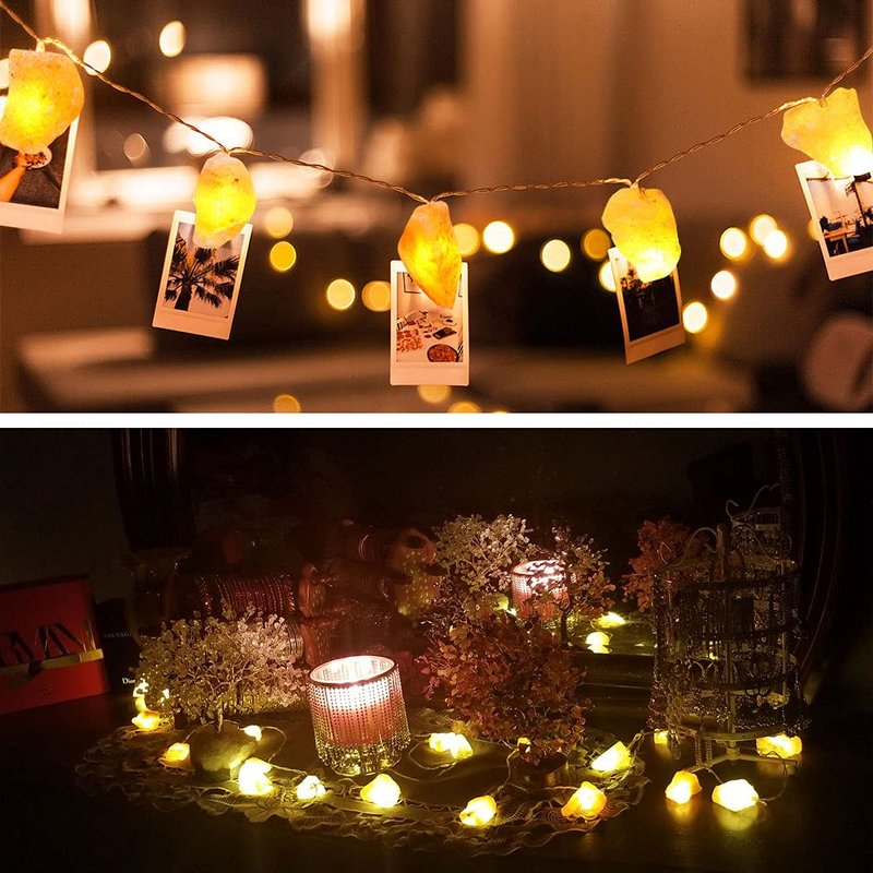 MINGRI Himalayan Salt lamp Salt Rock Night Light USB Fairy Hanging String Lights for Bedroom,Crystal Stones Natural Pink Salt Lamp for Meditation,Yoga,Office, Bedside,Desk,Computer, Baby,Child