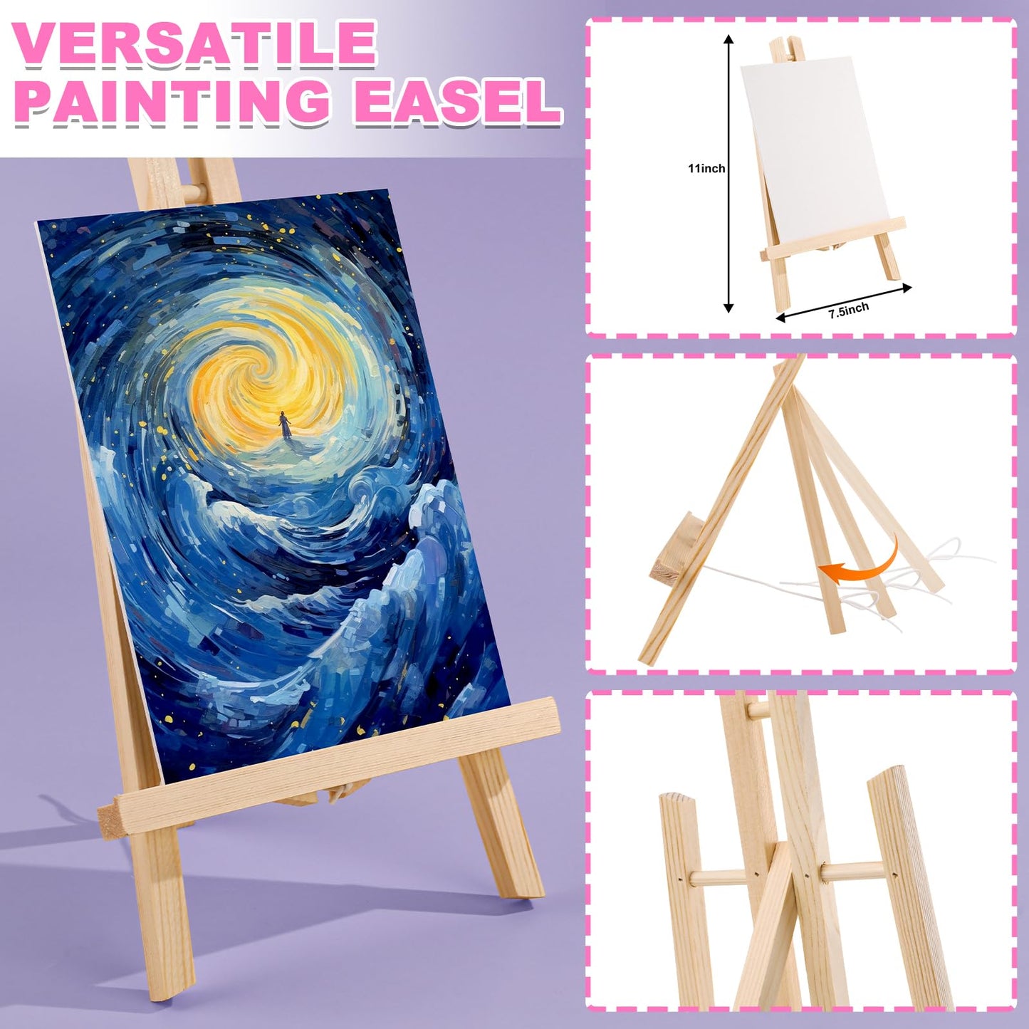 ESRICH 78PCS Acrylic Paint Set with Wood Easel, Paint Brushes, Canvases, Art Painting Supplies Kit for Kids, Students, Artists and Beginners