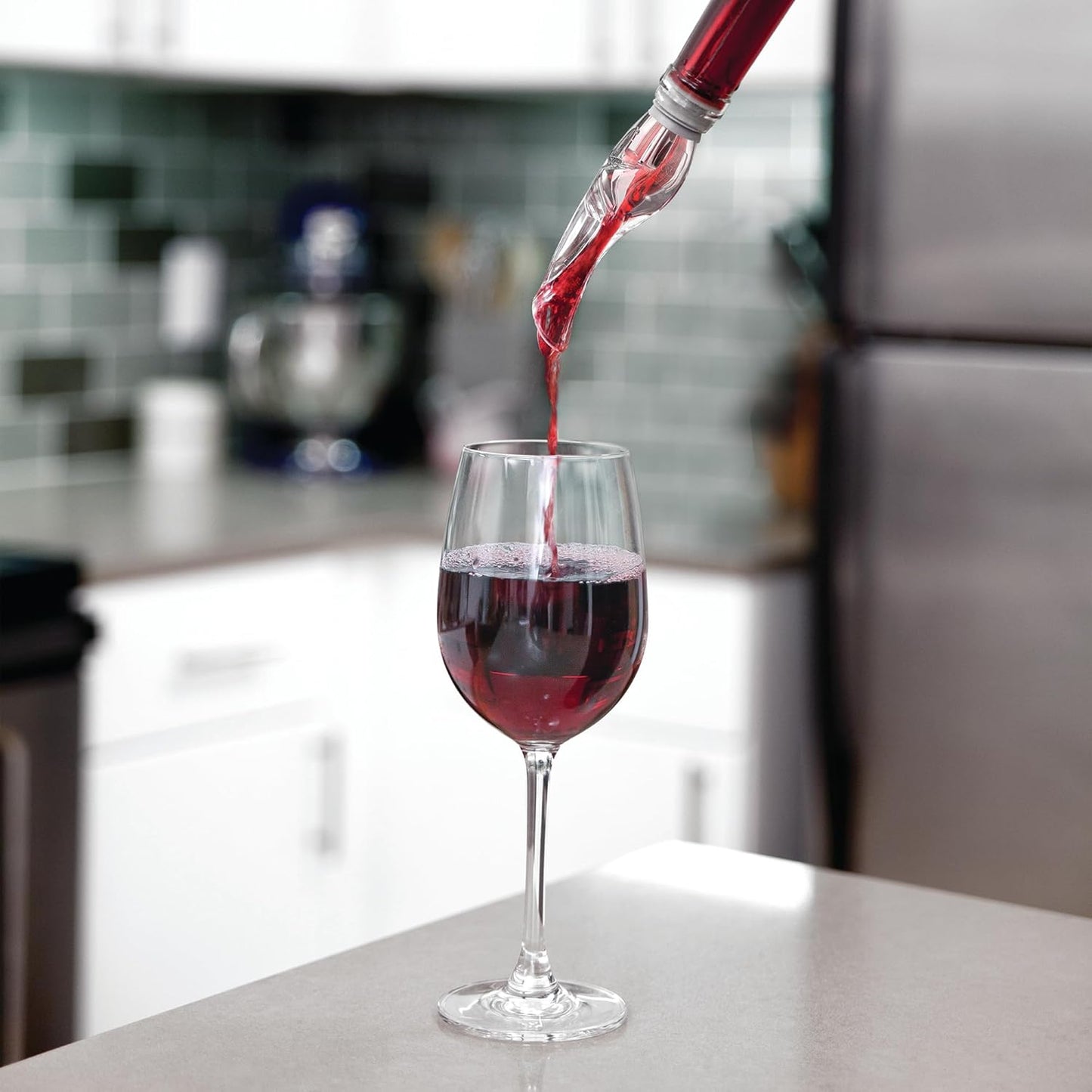 HOST TILT Wine Aerator Pour Spout with Stand, Silicone and Plastic, Gray Set of 1