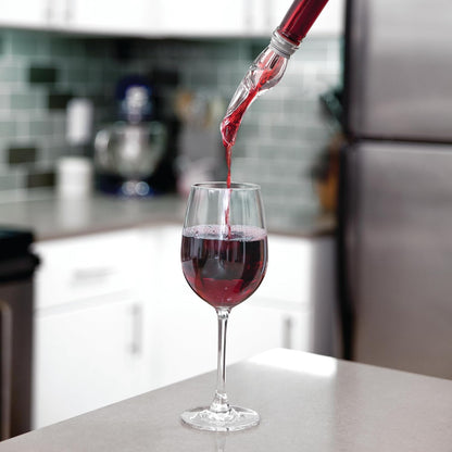 HOST TILT Wine Aerator Pour Spout with Stand, Silicone and Plastic, Gray Set of 1