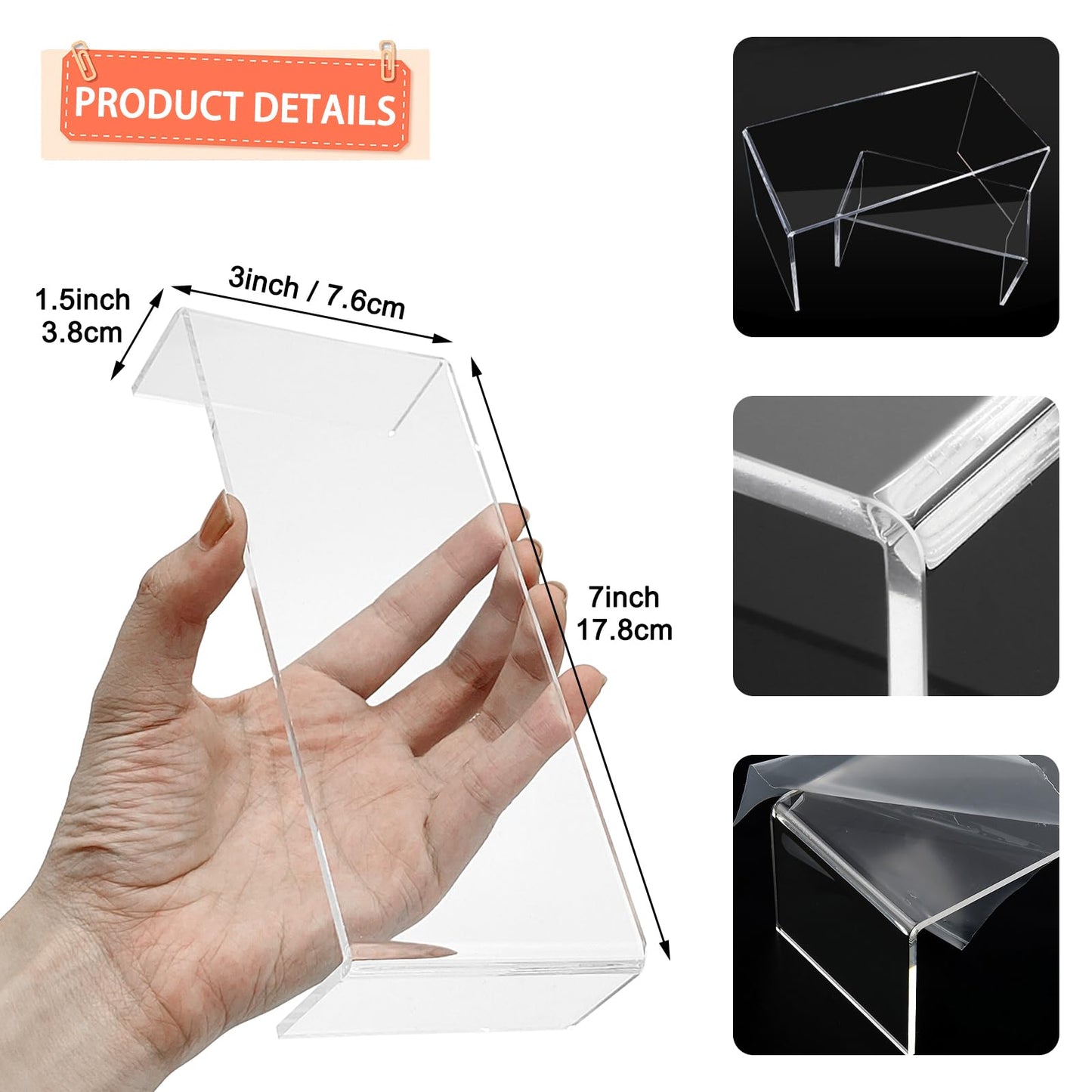 Cerpourt 8 Pcs Acrylic Display Risers(8.5",8",7.5",7") ,Clear Product Stand,Cupcakes Holder Dessert Display Transparent Showcase Stands, Candy Bar Risers, Acrylic Lifts Display for Figures