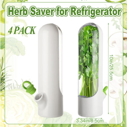 LDHHYH 4 PCS Fresh Herb Keeper for Refrigerator, Herb Saver for Refrigerator, Cilantro Containers for Fridge, Herb Storage Containers for Cilantro Asparagus Mint Rosemary Parsley Basil for 2-3 Weeks