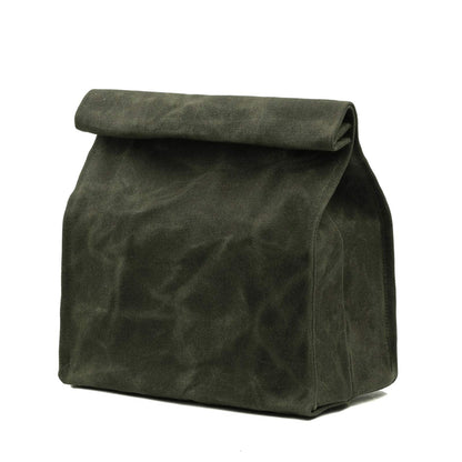 Kaaltisy Waxed Canvas Lunch Bags Heavy Duty Lunch Box Eco-friendly Reusable Lunch Sack with Hook and Loop Closure, Green, Hard Handfeel