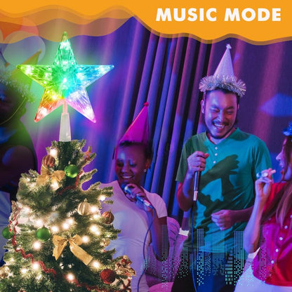 7In Smart Christmas Tree Topper Star, LED Lighted Star Tree Top, Star RGB Night Light Treetop, APP/Remote Remote, Sync Musical, for Xmas Holiday Party Gift Décor, Charging Plug not Included