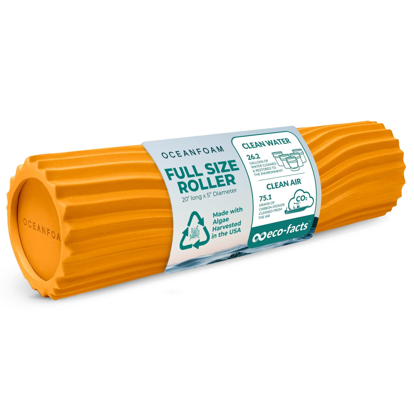 Oceanfoam Tidal Roller - Black Marbled - Muscle Massage Foam Roller for Back Pain & Stretching - Firm and Ergonomic Wide Wave Textured - Yoga, Athletics, & Wellness - Full Size, 20" x 5"