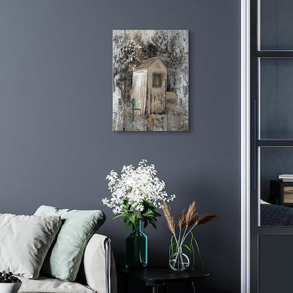 Luslya Farmhouse Outhouse Wall Art, Vintage Theme Painting, Framed Poster for Living Room Bedroom Bathroom 12x16 inch