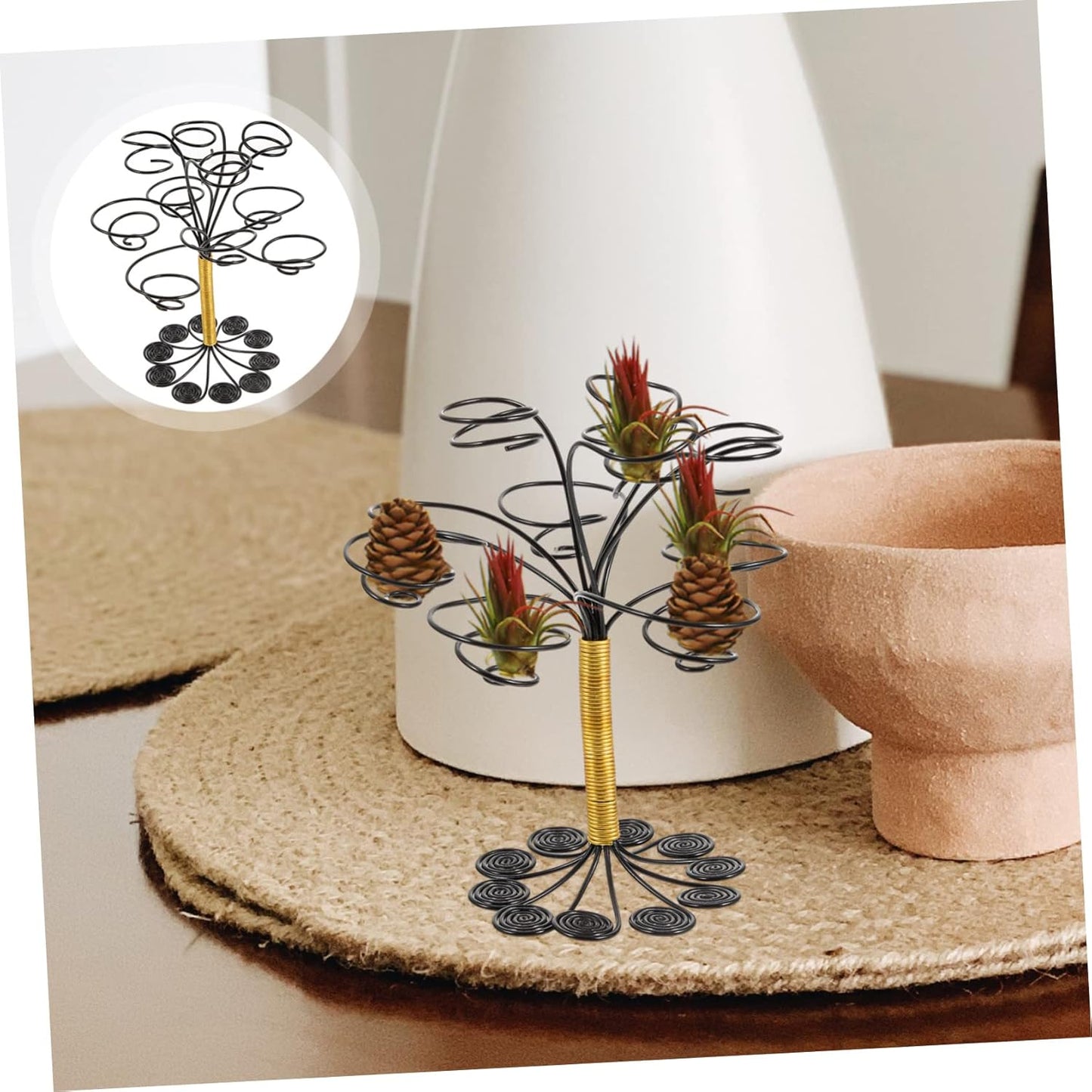 Yardwe Aluminum Wire Flower Stand, Air Plant Planter Holder for Tabletop Display and Decoration