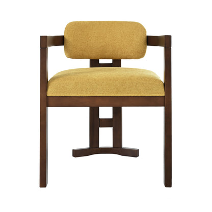 Merax 2-Piece Wooden Farmhouse Dining Chairs with Durable Legs for Kitchen, DiningRoom, Walnut+Yellow