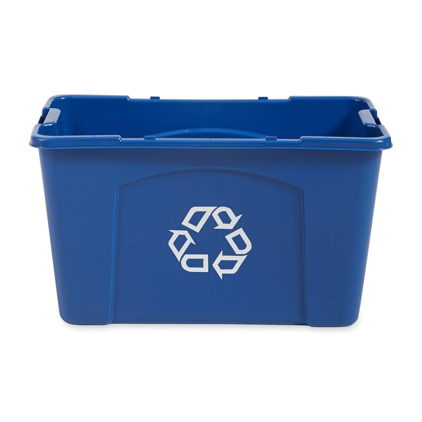 Rubbermaid Commercial Products, Recycling Bin/Box for Paper and Packaging, Stackable, 18 GAL, for Indoors/Outdoors/Garages/Homes/Commercial Facilities, Blue
