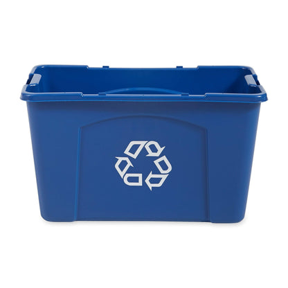 Rubbermaid Commercial Products, Recycling Bin/Box for Paper and Packaging, Stackable, 18 GAL, for Indoors/Outdoors/Garages/Homes/Commercial Facilities, Blue