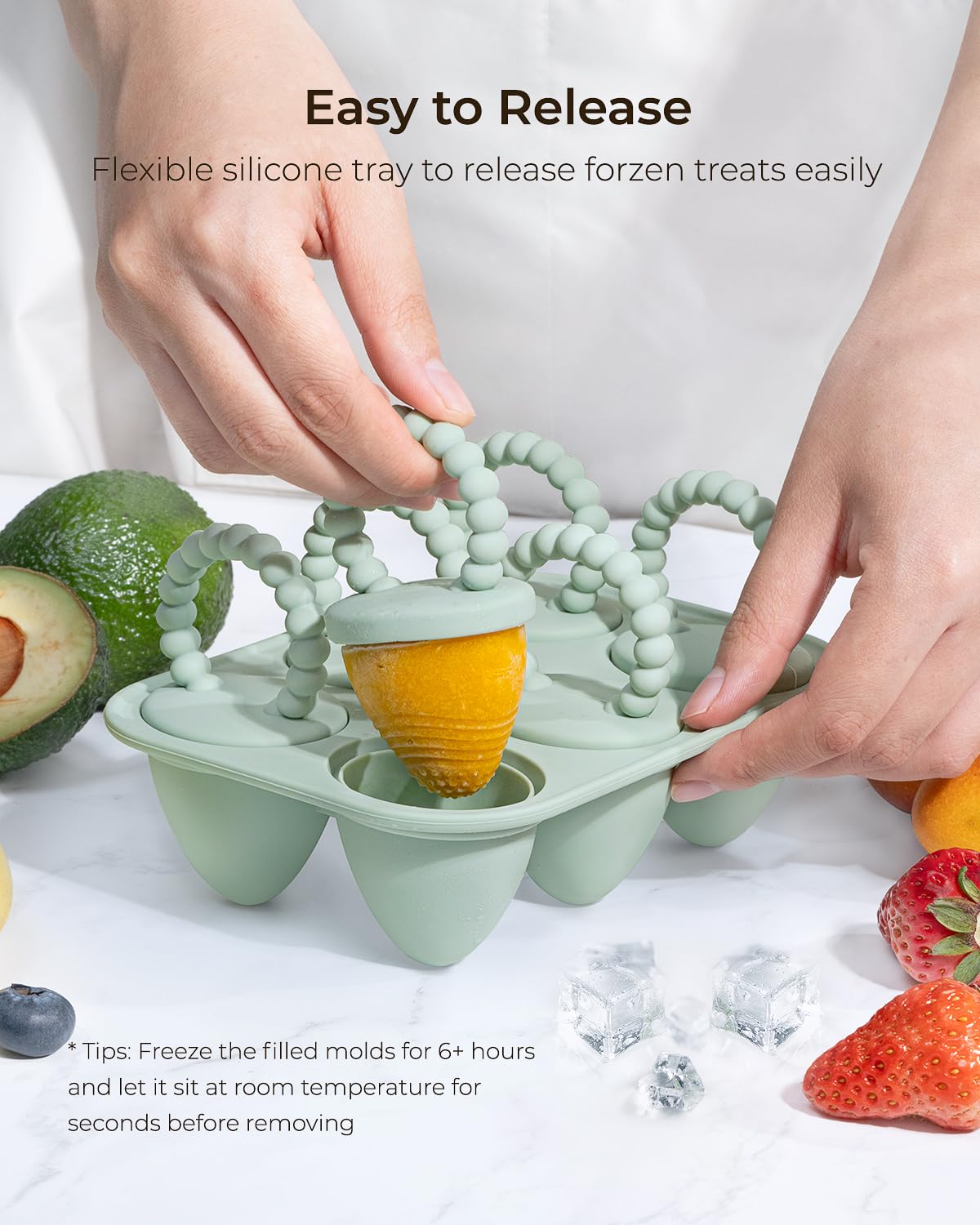 All-Silicone Baby Popsicle Molds with Sticks, AODISTUCE 1 oz Popsicles Molds for Babies Breastmilk Popsicle Molds for Teething Relief, Frozen Treats Maker Popsicle Maker Ice Pop Mold for Toddlers Kids
