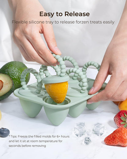 All-Silicone Baby Popsicle Molds with Sticks, AODISTUCE 1 oz Popsicles Molds for Babies Breastmilk Popsicle Molds for Teething Relief, Frozen Treats Maker Popsicle Maker Ice Pop Mold for Toddlers Kids