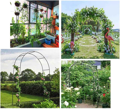 Green Rose Arch for Ceremony and Wedding Decoration Metal Outdoor & Indoor Trellis for Climbing Plants Weatherproof & Easy Assembly 2.4M Wide x 2.2M High Reconfigurable Design for