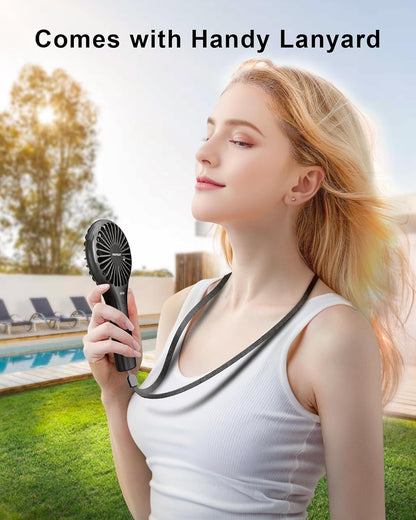 TriPole Handheld Mini Fan, Battery Operated Small Personal Portable Fan, Speed Adjustable USB Rechargeable (Black)
