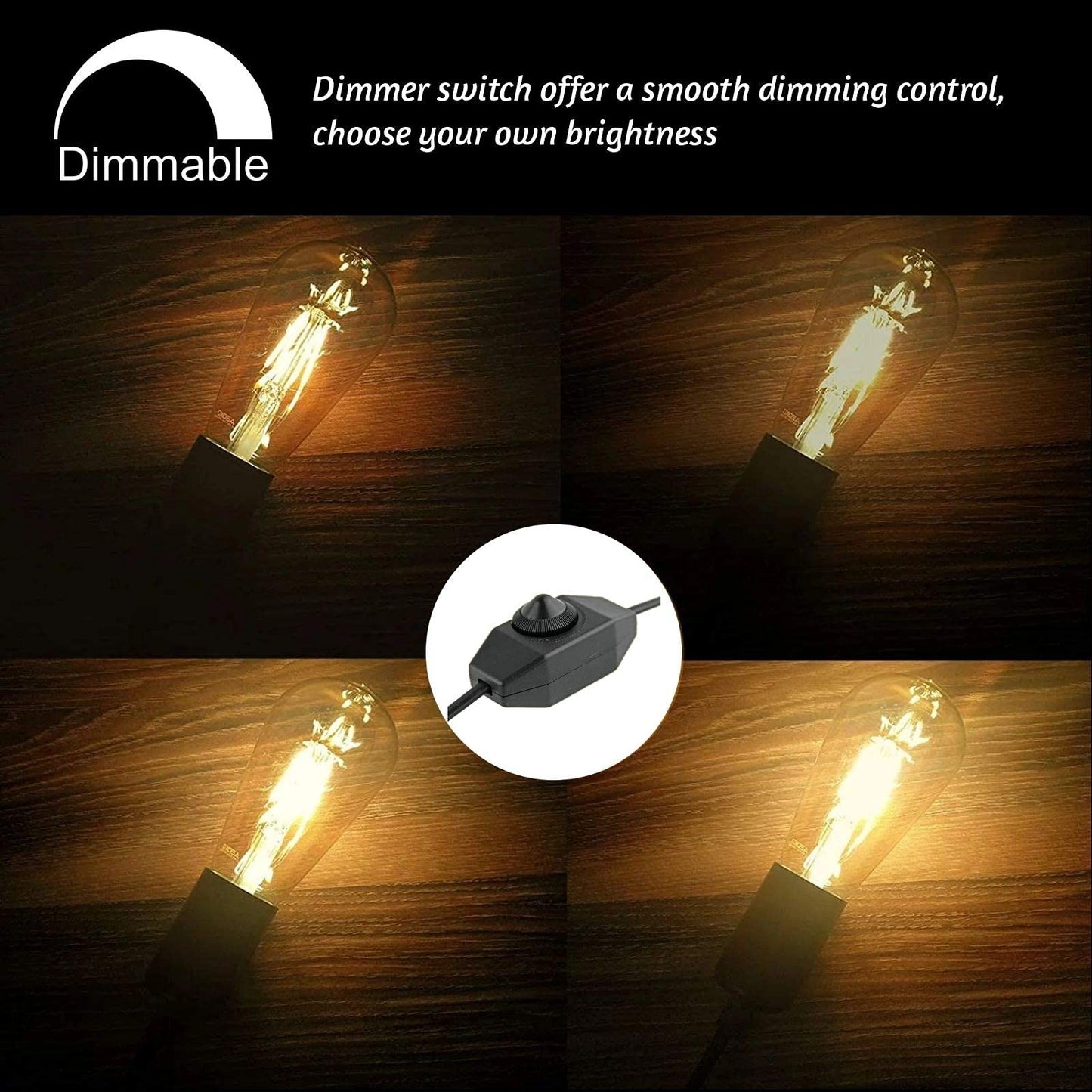 Pendant Light Kit with Dimmer Switch 15 Feet Hanging Lamp Cord Set Plug in Edison Light Bulb Socket Rope for E26 E27 DIY Swag Light Fixtures