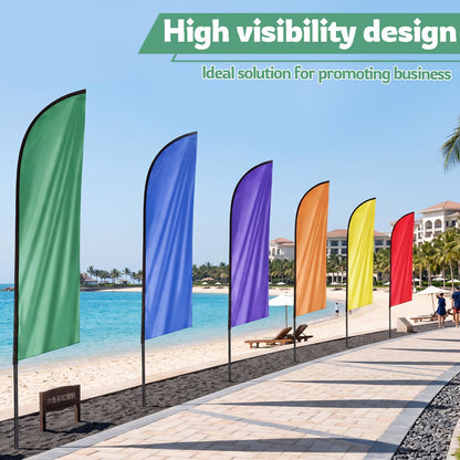 Chicplaid 6 Color Rainbow Feather Flag Bundle 15 FT Feather Flag Kit With Pole Includes Red, Orange, Yellow, Green, Blue, and Purple for Gay LGBT Pride Day Parade and Outdoor Events