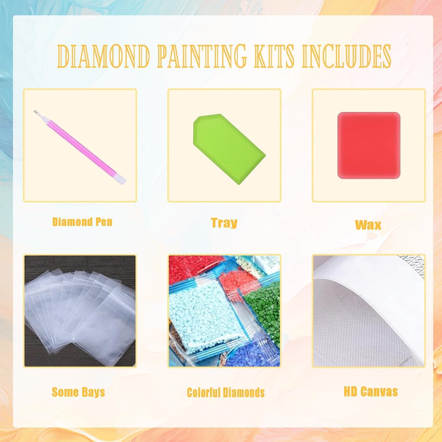 EWJRNSF 6 Pack Diamond Painting Kit Full Drill 5D Diamond Painting by Number Kits for Adults Kids Home Wall Decor 16x20 inch, HDDR Q3171 Q4513-Q4517