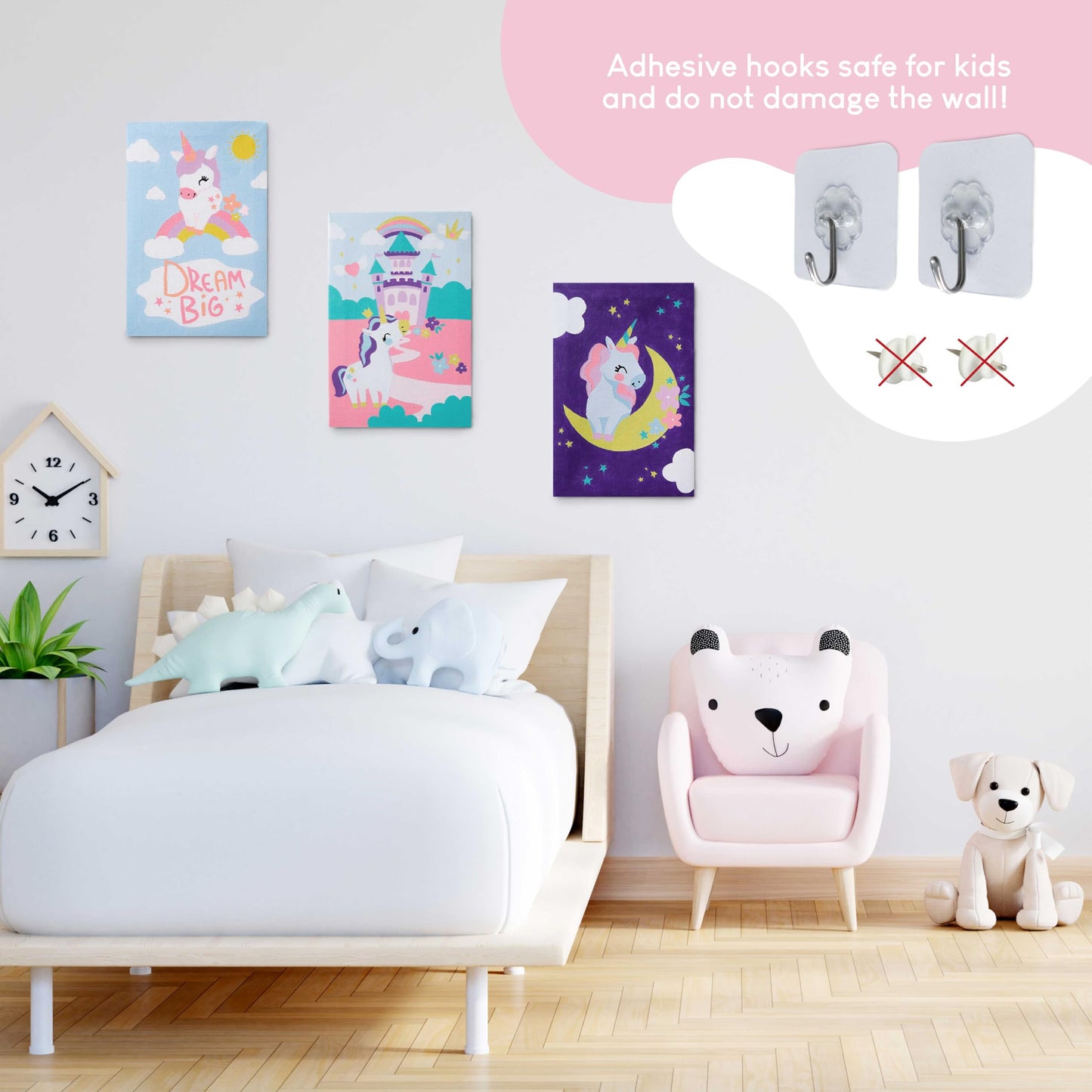 BONNYCO Paint by Numbers Kit for Kids Unicorns Pack 3 Canvas. Paint by Number, Canvas Framed Pre Drawn. Unicorn Gifts for Girls, Arts and Kids Crafts 4-6 8-12. Pintar por Numeros, Unicorn Craft