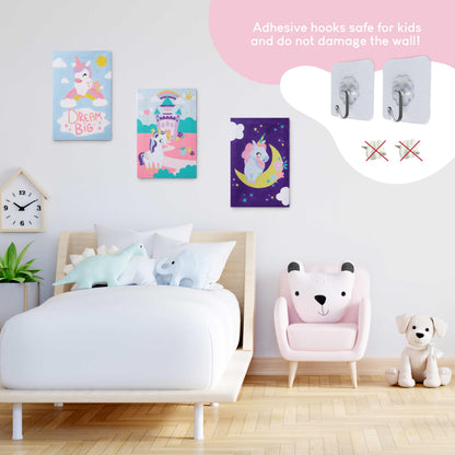 BONNYCO Paint by Numbers Kit for Kids Unicorns Pack 3 Canvas. Paint by Number, Canvas Framed Pre Drawn. Unicorn Gifts for Girls, Arts and Kids Crafts 4-6 8-12. Pintar por Numeros, Unicorn Craft
