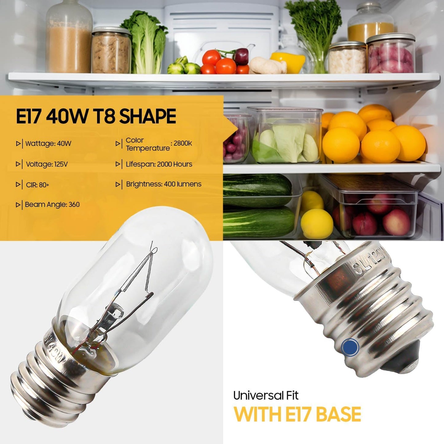 Seentech Microwave Oven Bulbs - Model 8206232A | 125V 40W E17 Base, Compatible with Part Numbers 1890433, 3 Pack
