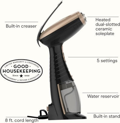 Conair Turbo ExtremeSteam 1875W Handheld Garment Steamer - Portable Design for Strong, Penetrating Steam - Black