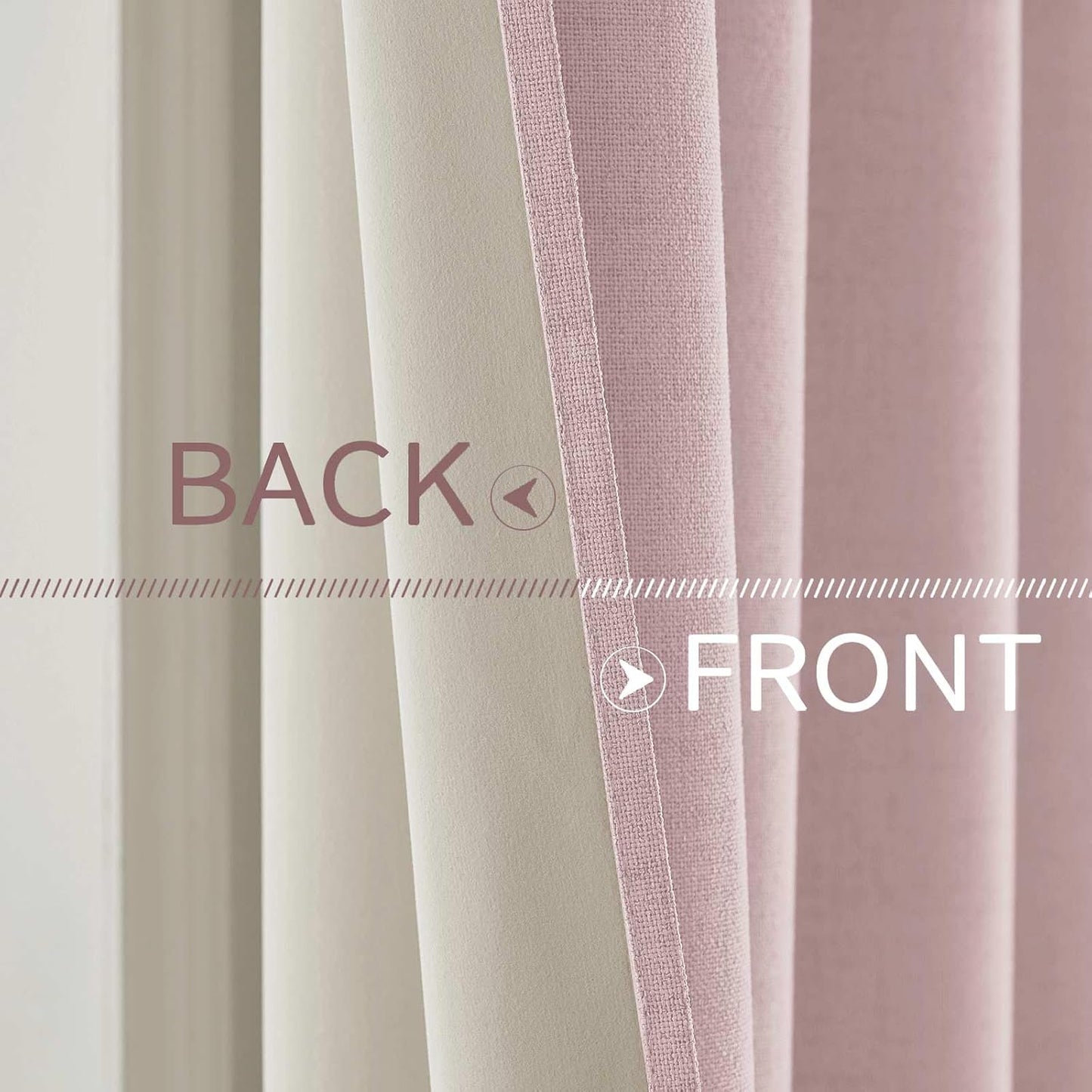 MIULEE Blackout Curtains - 100% Thermal Insulated Linen Texture Drapes - Pink, 52x54 Inch (2 Panels)